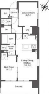 Myria Residence Nihonbashi Ningyocho 0609 Floor Plan