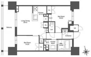 LIBR GRANT Nishishinjuku EAST 1304 Floor Plan