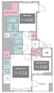 Residia Ochanomizu Place 1301 Floor Plan