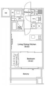 The Park Habio Shibuya Cross 1017 Floor Plan