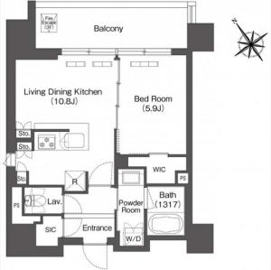 Comforia Shibaura Moku 609 Floor Plan